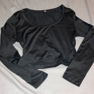 Girls Black Long Sleeve Crop Top